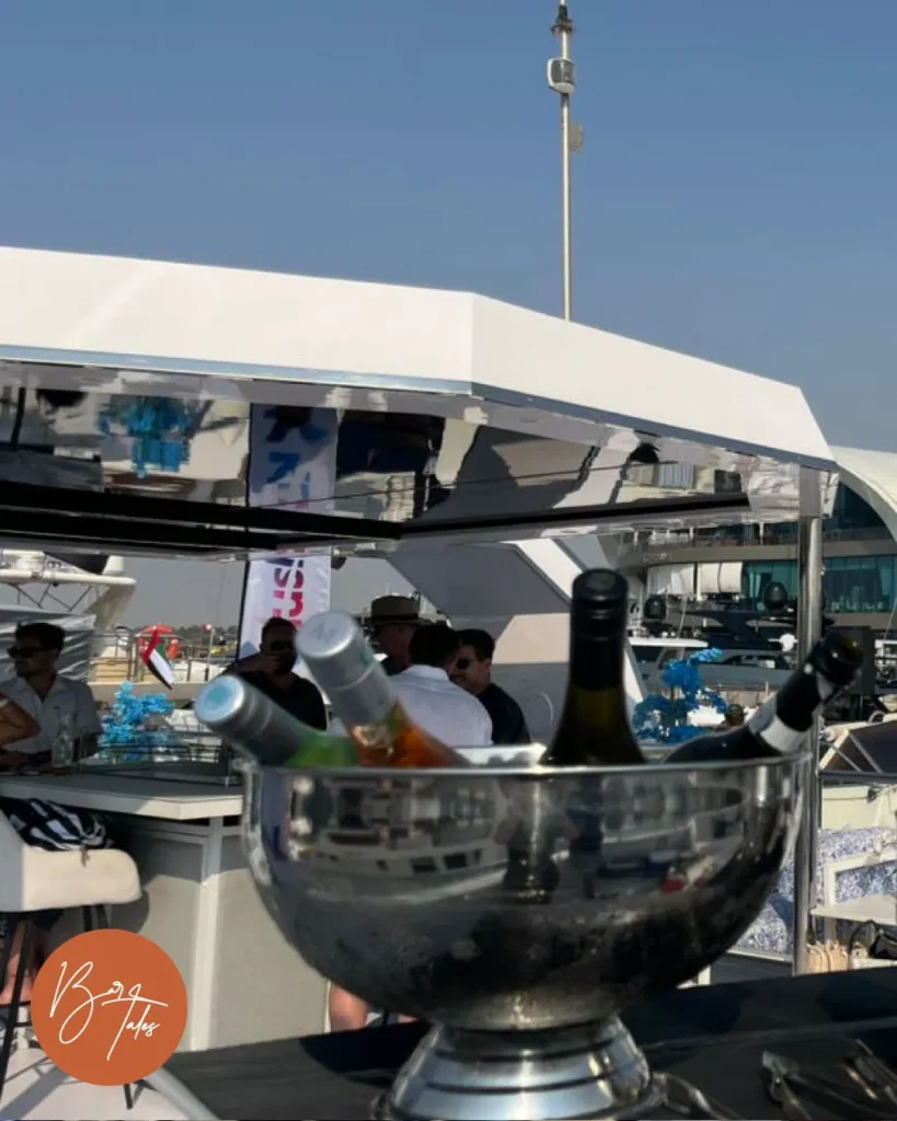 Cocktail setup with bartender service at a Dubai corporate event